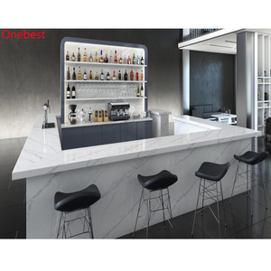 Set di Banconi <span class=keywords><strong>Bar</strong></span> in Pietra di Quarzo Corian e Marmo per Hotel, Sedie da <span class=keywords><strong>Bar</strong></span> Moderne Bianche per Caffetterie - Product Image 1