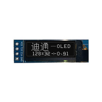 وحدة عرض DETONE OLED E-Paper مقاس 0.91 بوصة مع شريحة تحكم SSD1306، دقة 128×32، واجهة I2C/IIC رباعية الأطراف، لون أزرق/أبيض