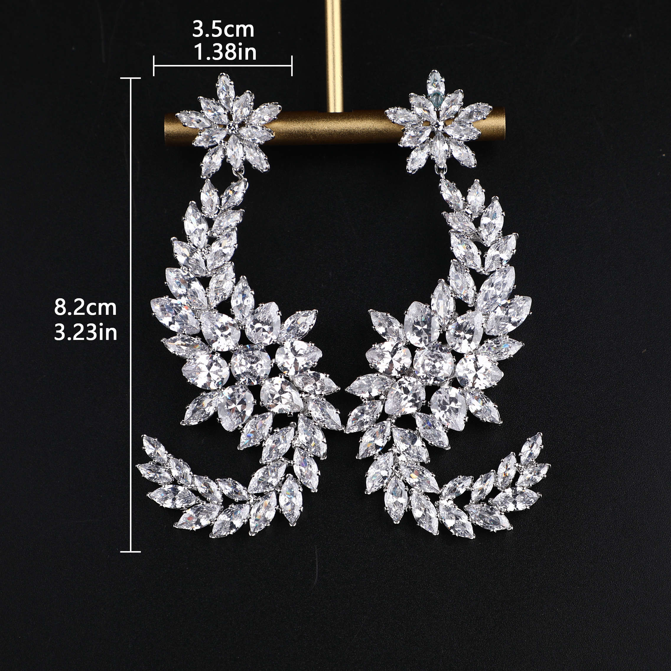 Luxus platini erte glänzende Zirkon große Kronleuchter Ohrringe Frauen Prom Schmuck Braut Hochzeit Ohrring