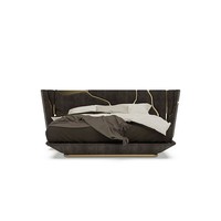 Ensemble de lit pour villa moderne Italie haut de gamme et élégant beige Ensembles de chambre à coucher Queen Size de haute qualité Royal king size