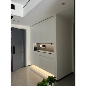 Meuble d'entrée en bois de style américain moderne, organisateur de buanderie intégré sur mesure, patère à manteaux, banc à <span class=keywords><strong>chaussures</strong></span>, grande capacité <span class=keywords><strong>pour</strong></span> couloir - Product Image 2