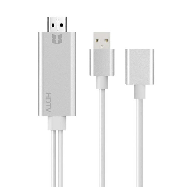 USB Female to HDMI2.0 1080P Male Mirror Video Cable with for iPhone Android HD-MI AV Adapter for Mobile Phone USB Power Cable