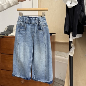 <span class=keywords><strong>Jean</strong></span> en denim bleu coupe droite pour enfants, style américain, en coton super-suédé, bonne texture, pour garçons et filles, coupe ample - Product Image 3