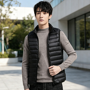 Gilet en duvet léger pour <span class=keywords><strong>homme</strong></span>, pliable pour la chaleur, veste <span class=keywords><strong>sans</strong></span> manches pour l'extérieur en hiver, idéal pour les voyages et la course à pied. - Product Image 3