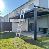 Échelle combinée multifonction légère 3-en-1 la mieux notée, 2x7 marches, en aluminium, 150 kg, EN 131, pour événements extérieurs