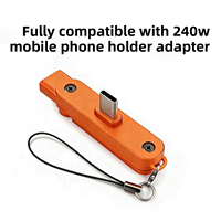 Kabel Charger Holder Tak Terlihat dengan Stand 240W, Stand Ponsel Lipat, Kabel USB-C ke USB-C 2 in 1 Holder Charger