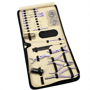 Professional Hair Extension Tool Kit with Zipper Case Pliers, <b>Needle</b> <b>Threader</b>, Hair Clips, Loops & Weaving Thread Set for Salon - Product Image 1
