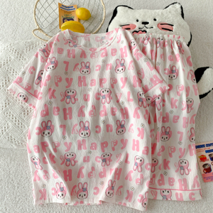 Pijamas térmicos de verano de manga corta con cuello redondo para <span class=keywords><strong>mujer</strong></span>, pantalones cortos de algodón con nubes, pijamas de celebridades de Internet INS de dibujos animados dulces - Product Image 6