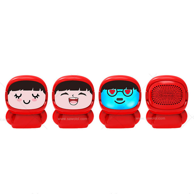 Mini Speaker Wireless  Portable Speaker Wireless with Colorful Breath Light Robot Speaker Face-changing Girl