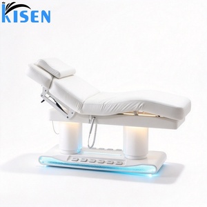 Cama de Belleza Eléctrica Reclinable de Lujo KISEN con 4 Motores, Calefacción, Luz LED y Base de Madera para Tratamientos Faciales, de Pestañas y Masajes - Product Image 3