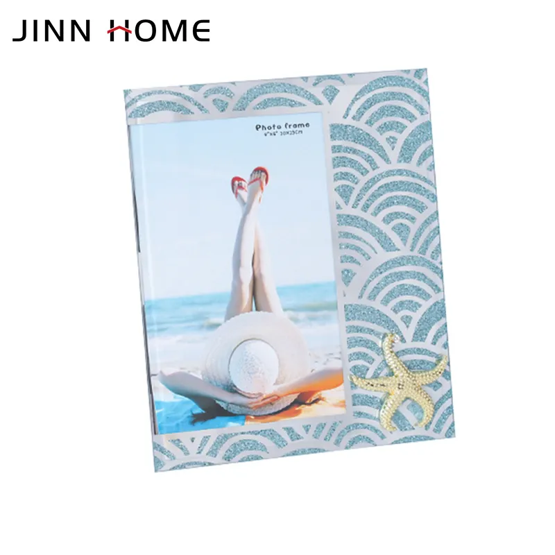 Jinn 홈 새로운 디자인 불가사리 DIY 유리 사진 액자 블랙 벨벳 패널 유리 사진 프레임