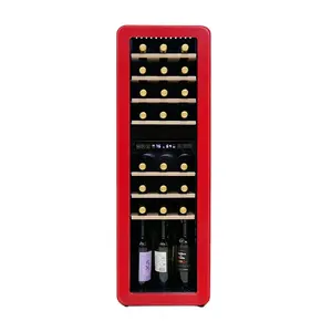 Retro Dual Zone Wine Cooler Beverage Coolers Circular Arc Plastic Wine Cellars Wine Chillers With 7 Beach Wood /Glass Shelves
