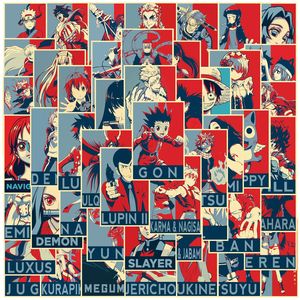 4 styles, 50 pièces/sac, autocollants en PVC amovibles et imperméables de style affiche, mélange d'<span class=keywords><strong>anime</strong></span>, pour la décoration de cahiers et de skateboards - Product Image 4