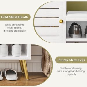 Banco moderno de madera para guardar zapatos con puerta y estante, banco para recibidor con cojín, mueble para sala de estar, pasillo y <span class=keywords><strong>dormitorio</strong></span> - Product Image 5