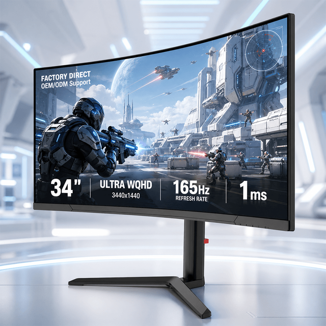 Factory Direct Hot Sale 34 Inch 165Hz 1ms 1500R 4K UWQHD Desktop Gaming Monitor for Game Monitor and Monitor Gaming