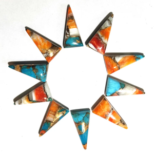 Turquesa de Ostra Espinosa Natural, Cabujón Plano de Forma Triangular Larga, Gema para Joyería, Proveedor Mayorista de Pulseras y Anillos - Product Image 1