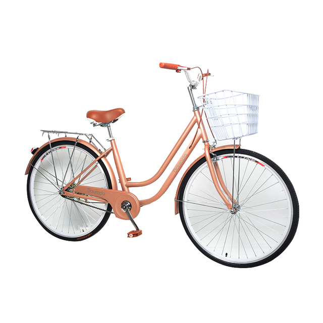 Hot Sale 26 Inch Classic Steel Single Speed City Bicycle with Basket and Pink Bike for Women