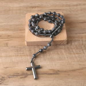 8mm naturale nero Labradorite cattolico <span class=keywords><strong>rosario</strong></span> collane <span class=keywords><strong>con</strong></span> croce ciondolo uomini <span class=keywords><strong>collana</strong></span> gioielli di meditazione - Product Image 2