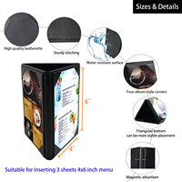Tente de table en cuir Porte-menu en cuir Panneau d'affichage Couvertures de menu noires pour cafés, bars ou restaurants pour menus de 4*6 pouces