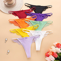 Sous-vêtements sexy pour femmes de luxe, couleurs assorties, dentelle, satin, culottes respirantes, string floral, lingerie féminine séduisante, culotte T-back
