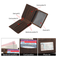Dompet Lipat Dua Anti RFID Kulit Sapi Asli Crazy Horse Tipis Pendek untuk Pria, Harga Grosir Kompetitif