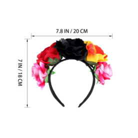 Mujeres colorido Rosa tocado pelo aro corona diadema fiesta Festival Cosplay disfraz accesorio Halloween flor diadema - Product Image 6