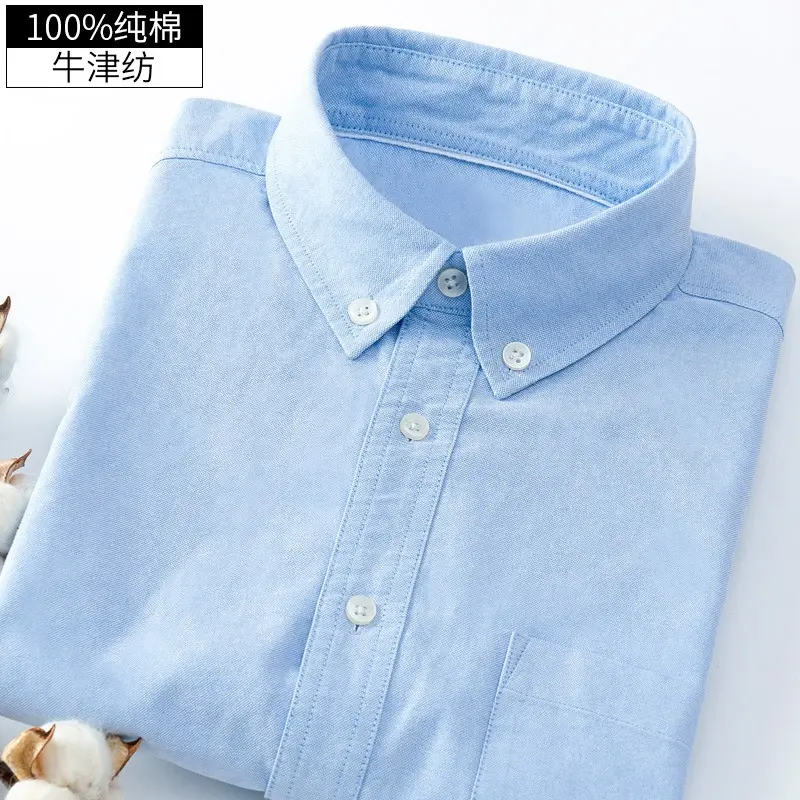 Stripe Oxford Business blue shirt high quality work Linen Shirt Long Sleeve men's Oxford Stripe Cotton Long Sleeve Shirt