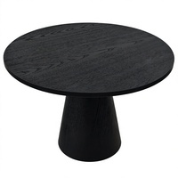 Table basse ronde contemporaine en bois de frêne massif de style nordique, table d'appoint design noire, vente en gros