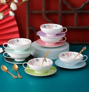 Factory Wholesale Afternoon Tea Coffee Cup Ceramic Cup and Saucer Set Hot Bohemian Business Gifts - Product Image 1