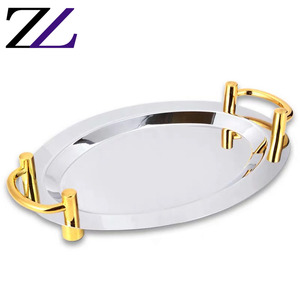 Commercio all'ingrosso piatto di frutta in acciaio inox da pranzo piatti set di stoviglie da cucina buffet plateaux miroir di verdure piatto di <span class=keywords><strong>cioccolato</strong></span> - Product Image 2