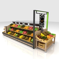 Fabrieksgroothandel op maat gemaakte houten fruit- en groentepresentatie rekken voor fruit en groenten