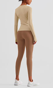 YOGA <span class=keywords><strong>Blusa</strong></span> deportiva <span class=keywords><strong>de</strong></span> manga larga atlética sin costuras para <span class=keywords><strong>mujer</strong></span>, <span class=keywords><strong>blusa</strong></span> deportiva ajustada para correr - Product Image 3