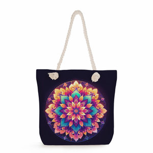 Moda nuevo bolso de <span class=keywords><strong>hombro</strong></span> con estampado de <span class=keywords><strong>Mandala</strong></span> patrón irregular asa de cuerda gruesa bolso de playa de poliéster de gran capacidad - Product Image 3