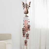 Campanas de Viento Retro de Hierro y Cobre con Diseño de Libélula y Pájaro, Decoración para Jardín, Hogar, Exterior, Colgantes Musicales Conmemorativos de Ángel, Decoración de Habitación Personalizada