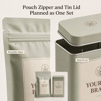Ensemble de sachets de thé à fond plat personnalisés et boîte en métal avec fermeture éclair pour les marques de thé et l'emballage de vente au détail en marque blanche