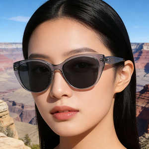 Ks-3962 แว่นกันแดดทรงแคทอายสำหรับผู้หญิงกรอบโลหะพลาสติกสีดำเลนส์ TAC ป้องกันรังสียูวี 400 ระดับ 2 แว่นกันแดด - Product Image 5