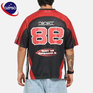 QZFSO Custom Multi-panel Mesh Patchwork Shirt Oversized Raglan Sleeve Blokecore Football Tee Men Motocross Racing Jersey - Product Image 1