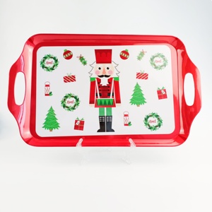 Bán buôn <span class=keywords><strong>16</strong></span>-inch hình chữ nhật <span class=keywords><strong>melamine</strong></span> phục vụ khay với xử lý cho Giáng sinh bên nhà hàng khách sạn hoặc quán bar - Product Image 1