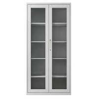Meubles de rangement de fichiers de bureau en métal de style moderne, armoires de classement en acier à deux portes vitrées, vitrine pour livres pour l'école