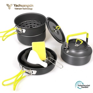 Juego de Utensilios de Cocina Portátiles de Aleación de Aluminio para Exteriores con Olla Vaporera, Tetera y Diseño Plegable para Camping - Product Image 4