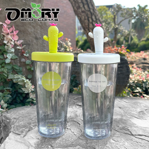 OMORY Cactus AS Double Layer Straw Cup 520ML High Heat Resistant Leak-Proof Straw Cup - Product Image 5