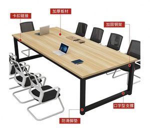 White Conference Long Rectangular Rectangular <b>Table</b> Chair Combination Simple and Modern Office Workbench Large Negotiation <b>Table</b> - Product Image 1