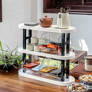 Multi Tier Tea Organizer 3 Layer Oval <b>Shelf</b> Storage Rack For Office Tea Room Desktop Organizer - Product Image 1