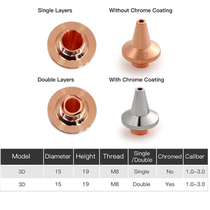 Boquillas láser de doble capa de una sola capa de alta calidad 3D M8 <span class=keywords><strong>calibre</strong></span> 0,8-4mm para cabezal láser de fibra Precitec Raytools - Product Image 4