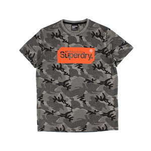 Chemises et t-shirts de sport pour hommes SUPERDRY avec logo Core et imprimé camouflage intégral, couleur : gris/orange |   100% authentique - Product Image 1