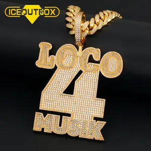 Custom Name Blue Drip Bubble Letters Pendants Necklaces Men's Zircon Hip Hop Jewelry With Gold Silver Tennis Chain For Gift