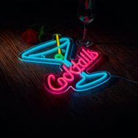 Kokteyl Neon burcu LED duvar dekor akrilik Man Cave Bar ev Pub salonu parti mutfak oturma odası için servis arabası dekorasyon