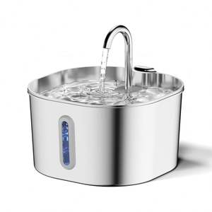 Fontaine à eau automatique pour animaux de compagnie en acier inoxydable, distributeur d'eau transparent et silencieux, solide, pour chat et chien, rechargeable, pour intérieur - Product Image 1