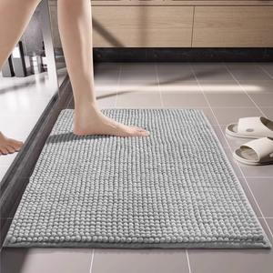 Bathroom Rugs Mat 30x20 Extra Soft Absorbent Chenille Washable Quick Dry Stain Resistant Non-Slip Latex Backing Grey Home Decor - Product Image 1