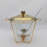 Plat de service en verre pour réchauffer les aliments, 4L, doré, pour mariage, hôtel, fête, restaurant, réchauffeur universel